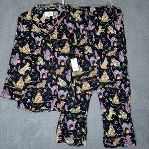 Printfresh Mummy Animals Halloween Organic Cotton Pajama Set Womens 1X New